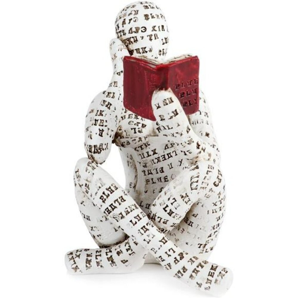 Reading Woman Statue Thinker Sculpture Modern Resin Bookshelf Home Office Decor